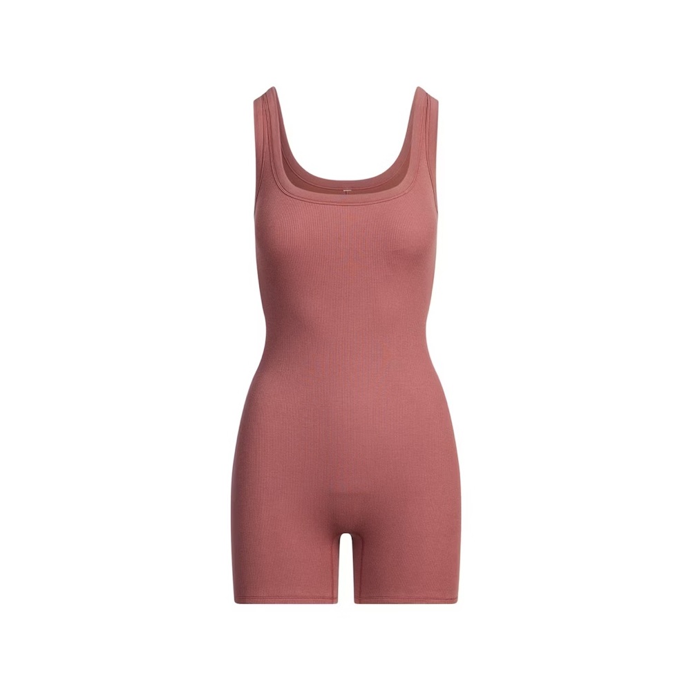 SKIMS NWT Cotton Rib Onesie in Color Redwood; Size Small - Picture 2 of 4